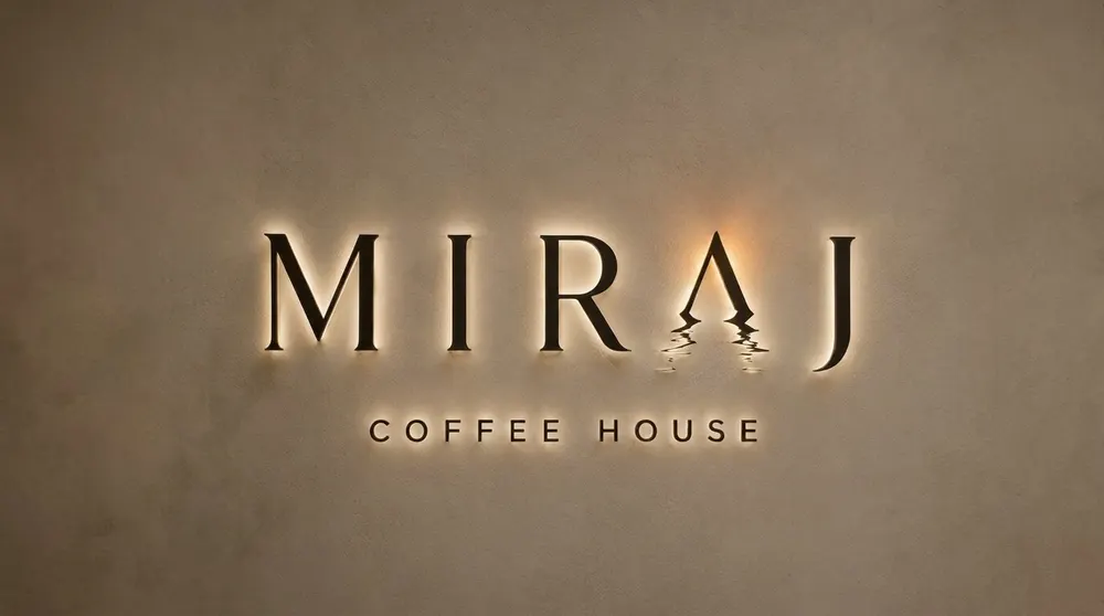 Miraj Coffee House glowing signage